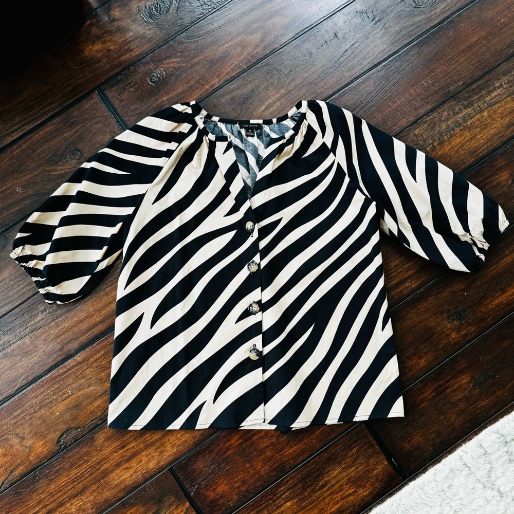 Ann Taylor Zebra Print Button Front Raglan Top - image 3